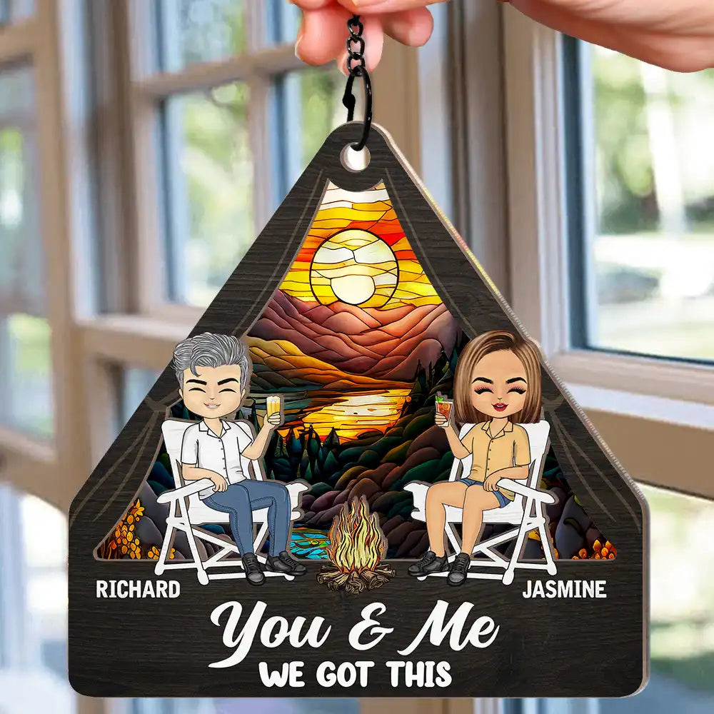 Custom 'Home Is Where We Park It' Suncatcher Ornament for Camping Couples