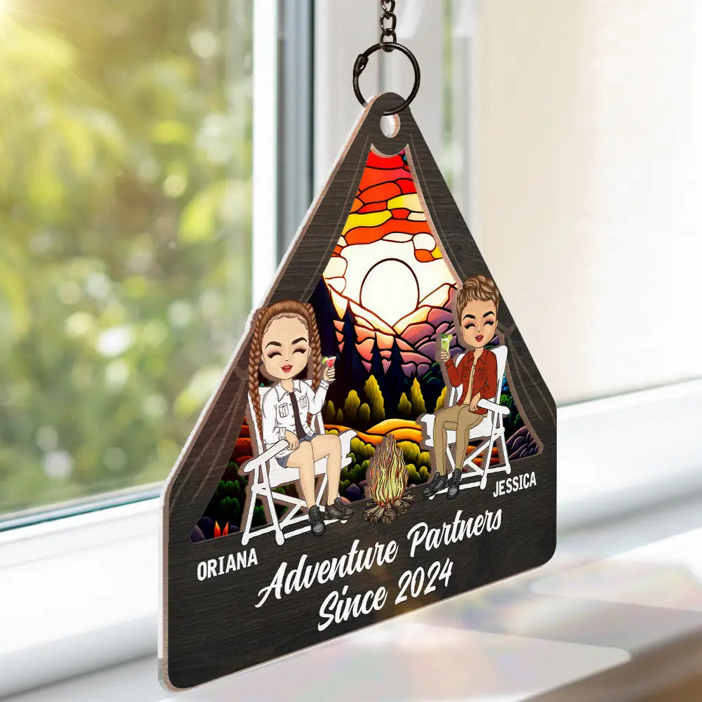 Custom 'Home Is Where We Park It' Suncatcher Ornament for Camping Couples
