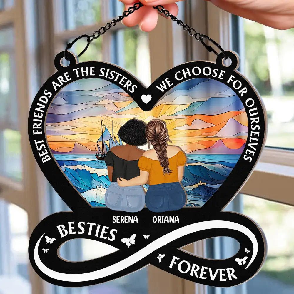 Personalized 'Not Sisters By Blood But Sisters By Heart' Best Friend Suncatcher Ornament