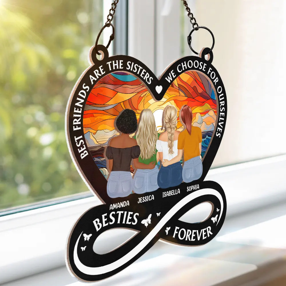 Personalized 'Not Sisters By Blood But Sisters By Heart' Best Friend Suncatcher Ornament