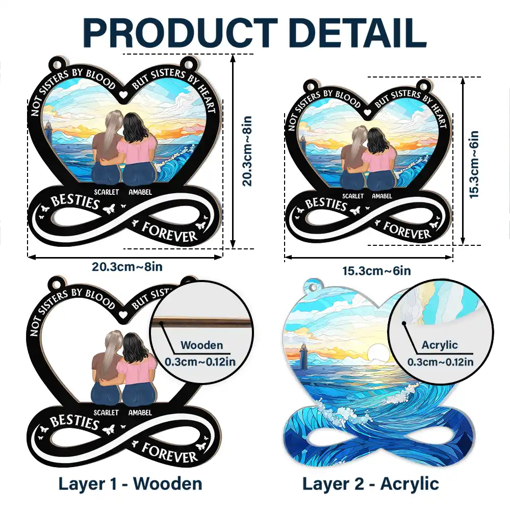 Personalized 'Not Sisters By Blood But Sisters By Heart' Best Friend Suncatcher Ornament