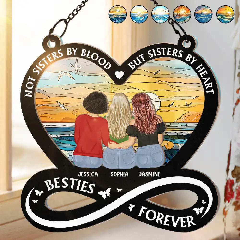 Personalized 'Not Sisters By Blood But Sisters By Heart' Best Friend Suncatcher Ornament