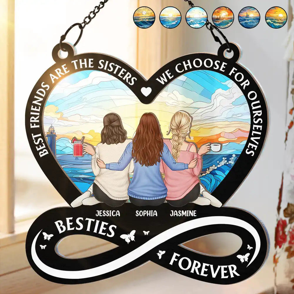 Personalized 'Best Friends Are The Sisters We Choose' Suncatcher Ornament