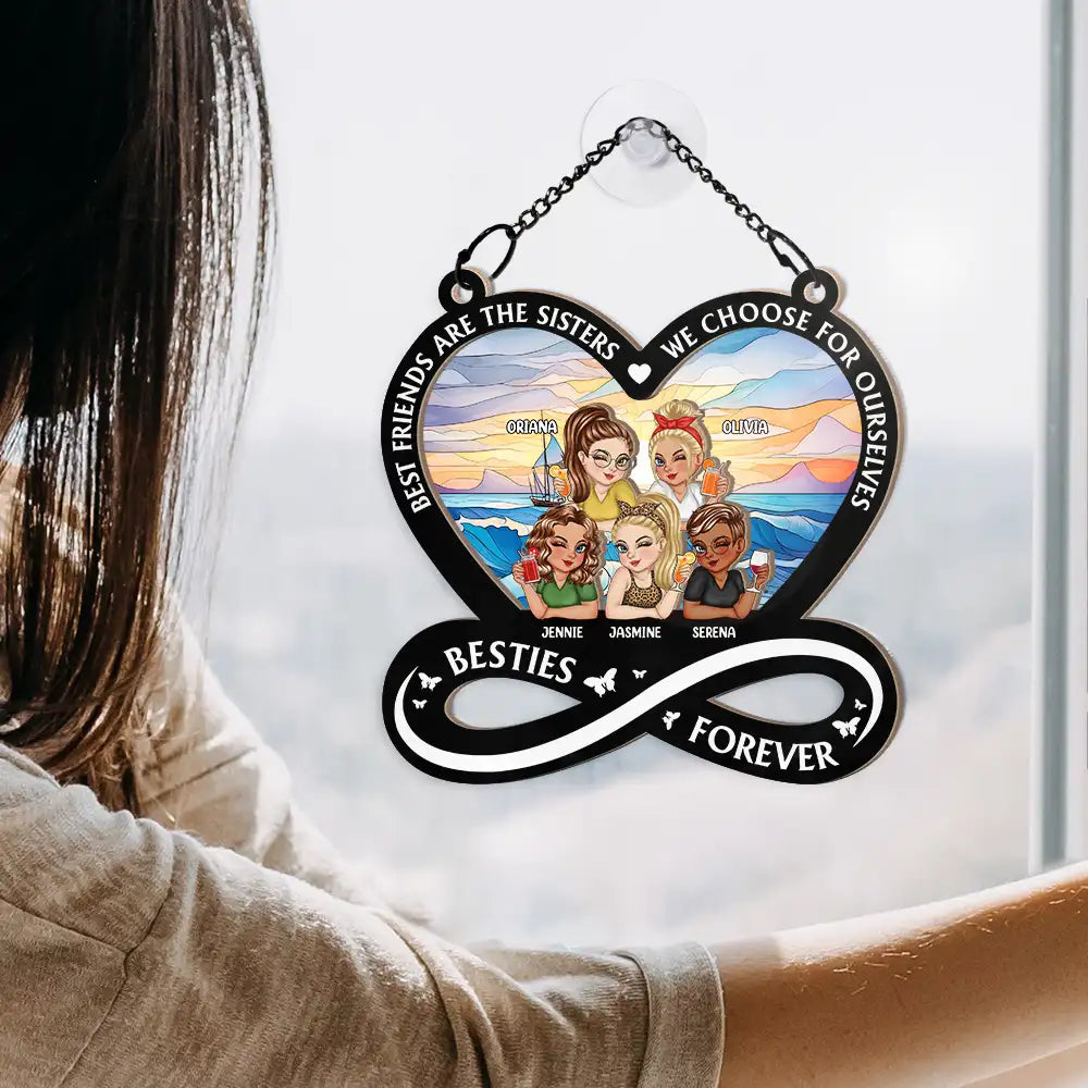 Personalized 'Not Sisters By Blood But Sisters By Heart' Suncatcher for Best Friends