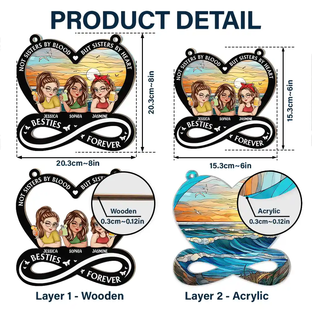 Personalized 'Not Sisters By Blood But Sisters By Heart' Suncatcher for Best Friends