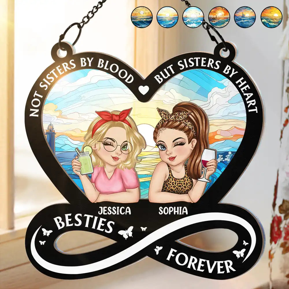Personalized 'Not Sisters By Blood But Sisters By Heart' Suncatcher for Best Friends