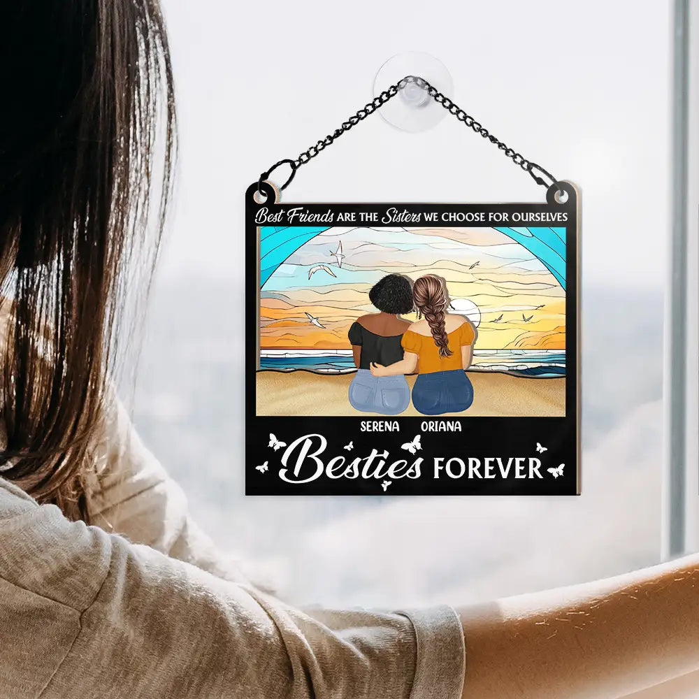 Personalized 'Sisters By Heart' Suncatcher Ornament for Best Friends