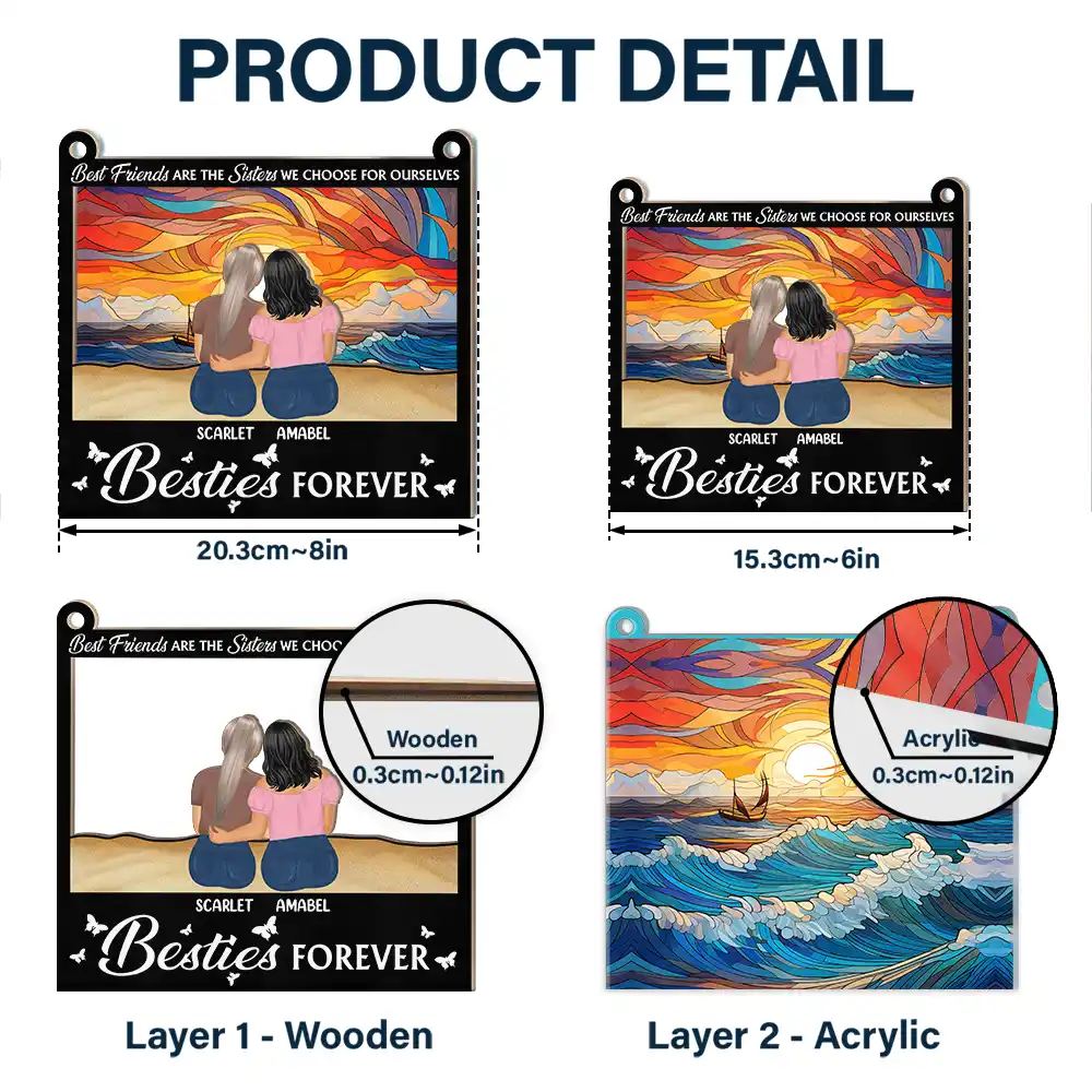 Personalized 'Sisters By Heart' Suncatcher Ornament for Best Friends