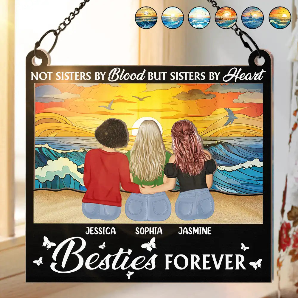 Personalized 'Sisters By Heart' Suncatcher Ornament for Best Friends