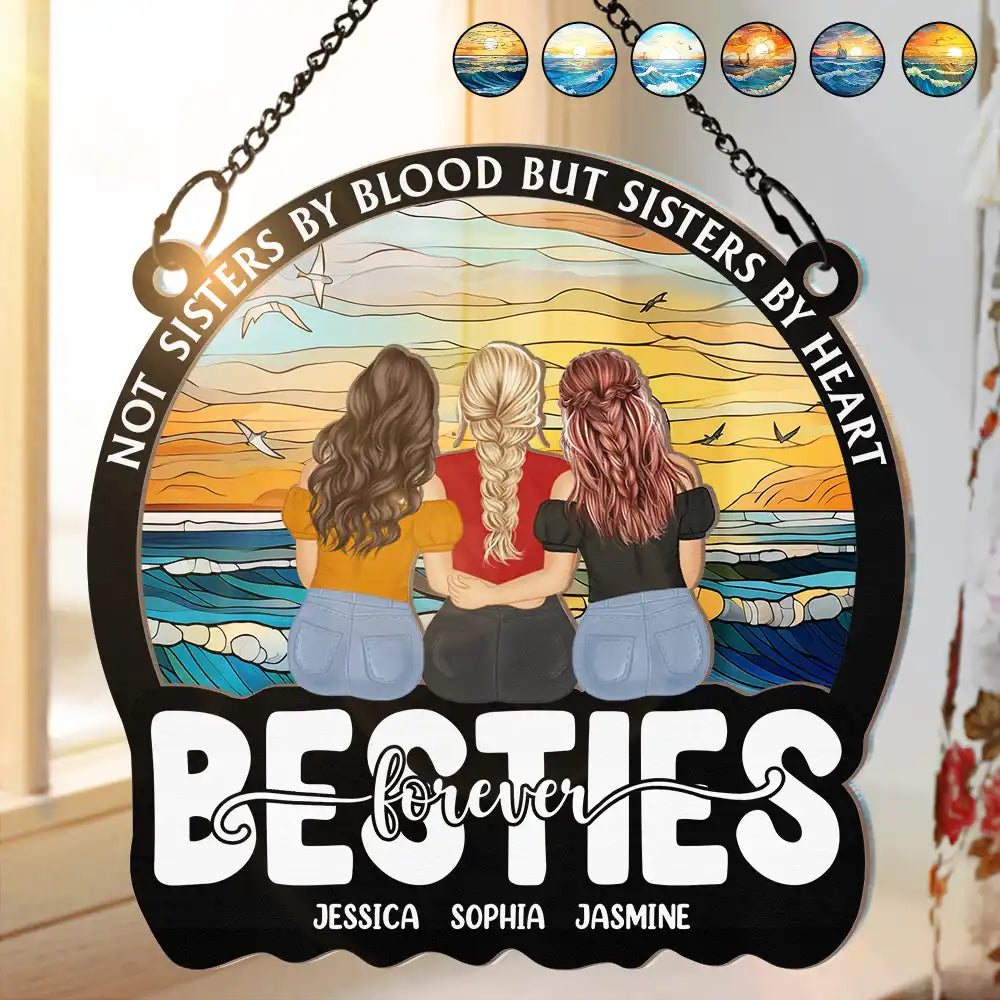 Personalized 'Not Sisters By Blood But Sisters By Heart' Suncatcher