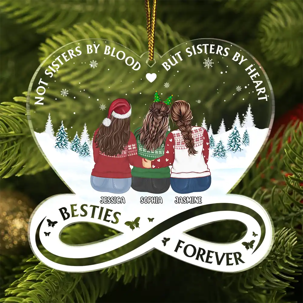 Personalized 'Sisters By Heart' Ornament for Best Friends - Christmas Gift