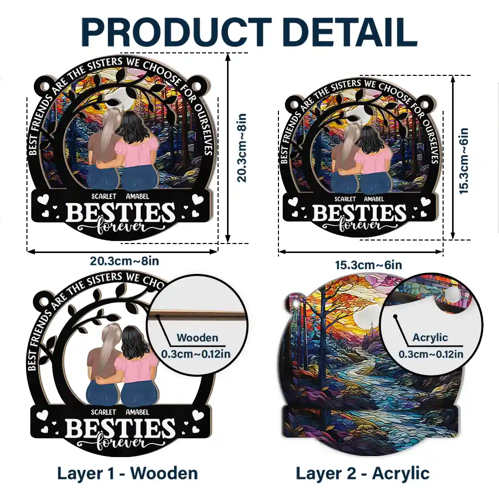 Personalized Sister Gift: 'Not Sisters By Blood But Sisters By Heart' Suncatcher