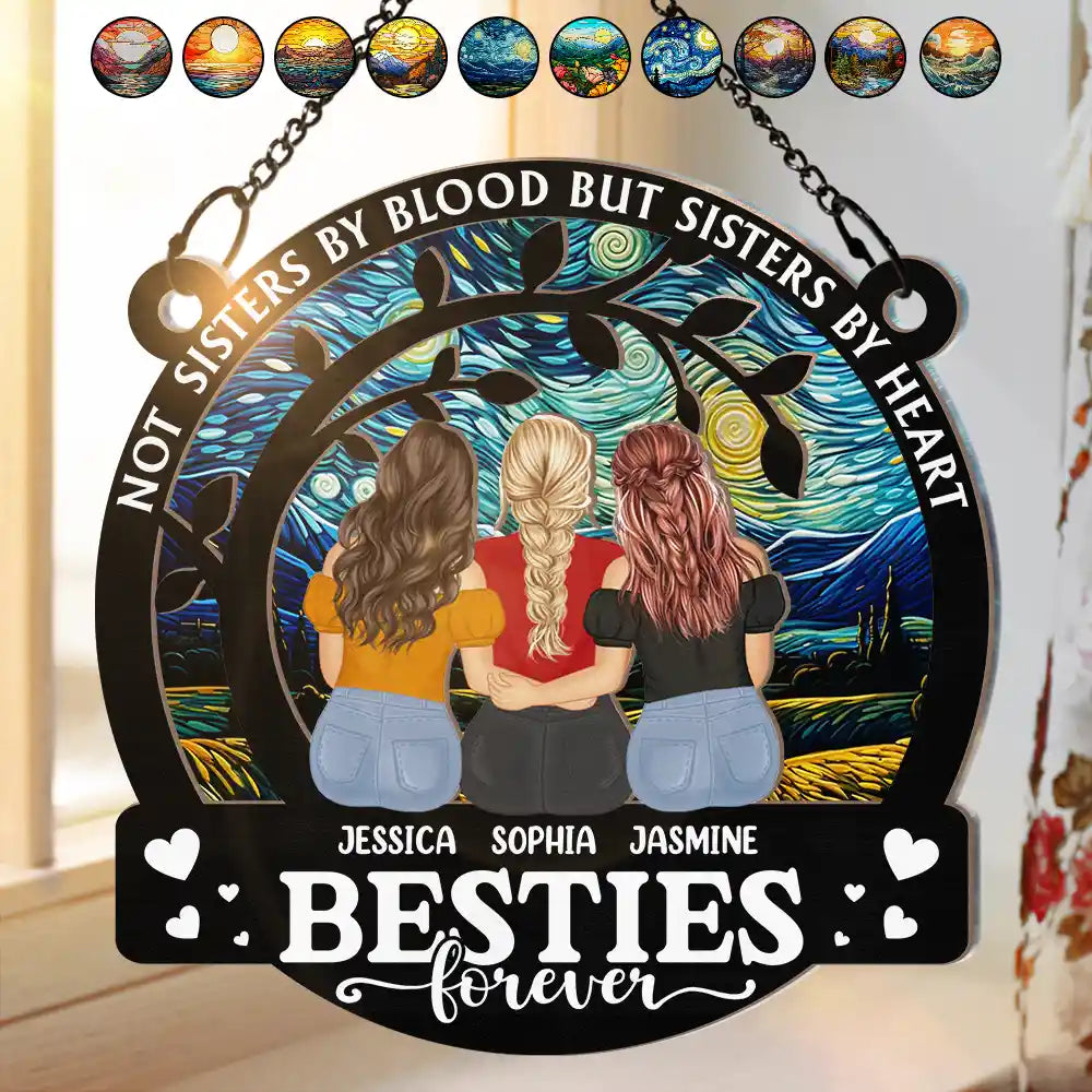 Personalized Sister Gift: 'Not Sisters By Blood But Sisters By Heart' Suncatcher