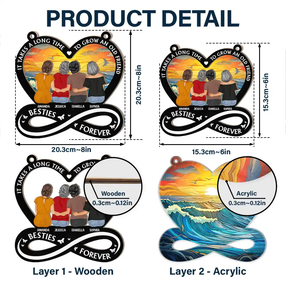 Personalized 'Old Friend' Suncatcher Ornament | Bestie & Sister Keepsake Gift