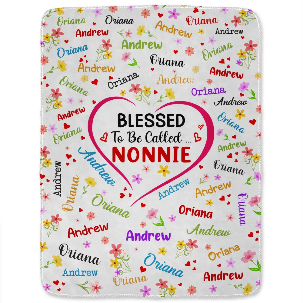Heartfelt Personalized 'Blessed To Be Called Grandma' Names Blanket