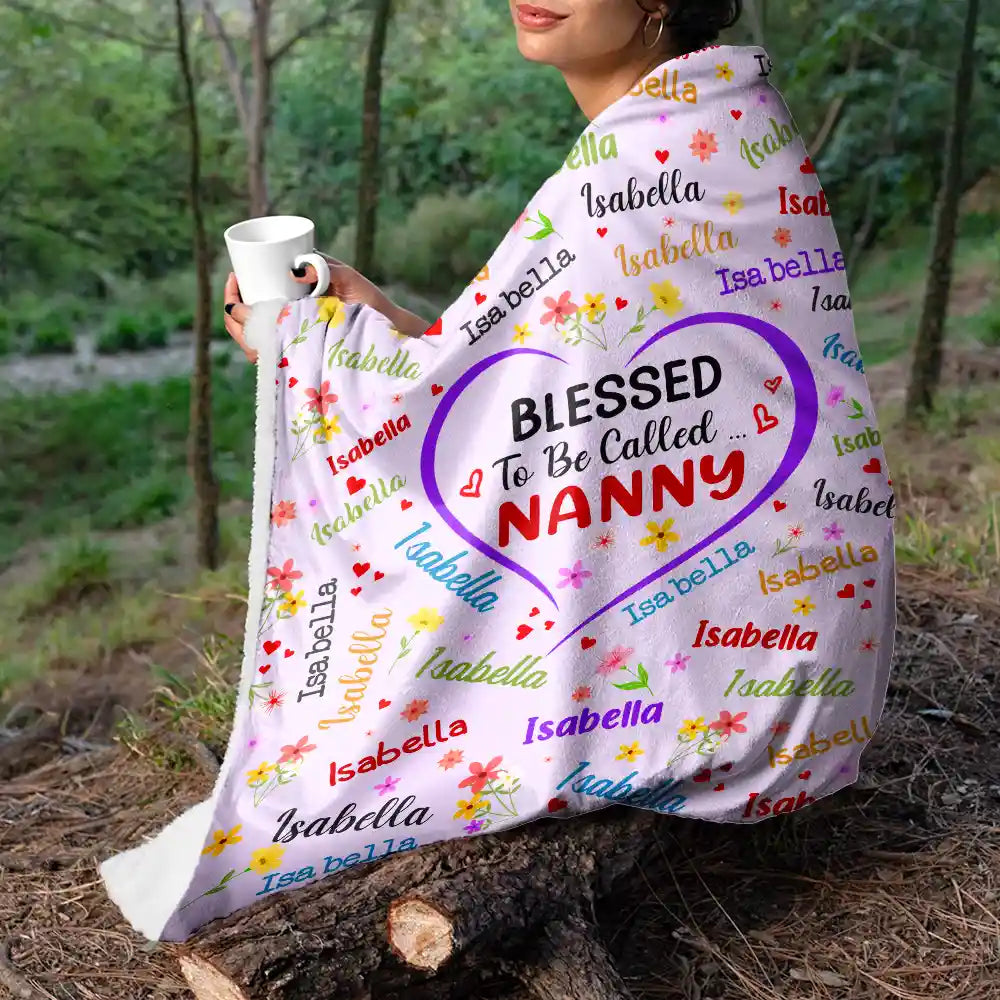 Heartfelt Personalized 'Blessed To Be Called Grandma' Names Blanket