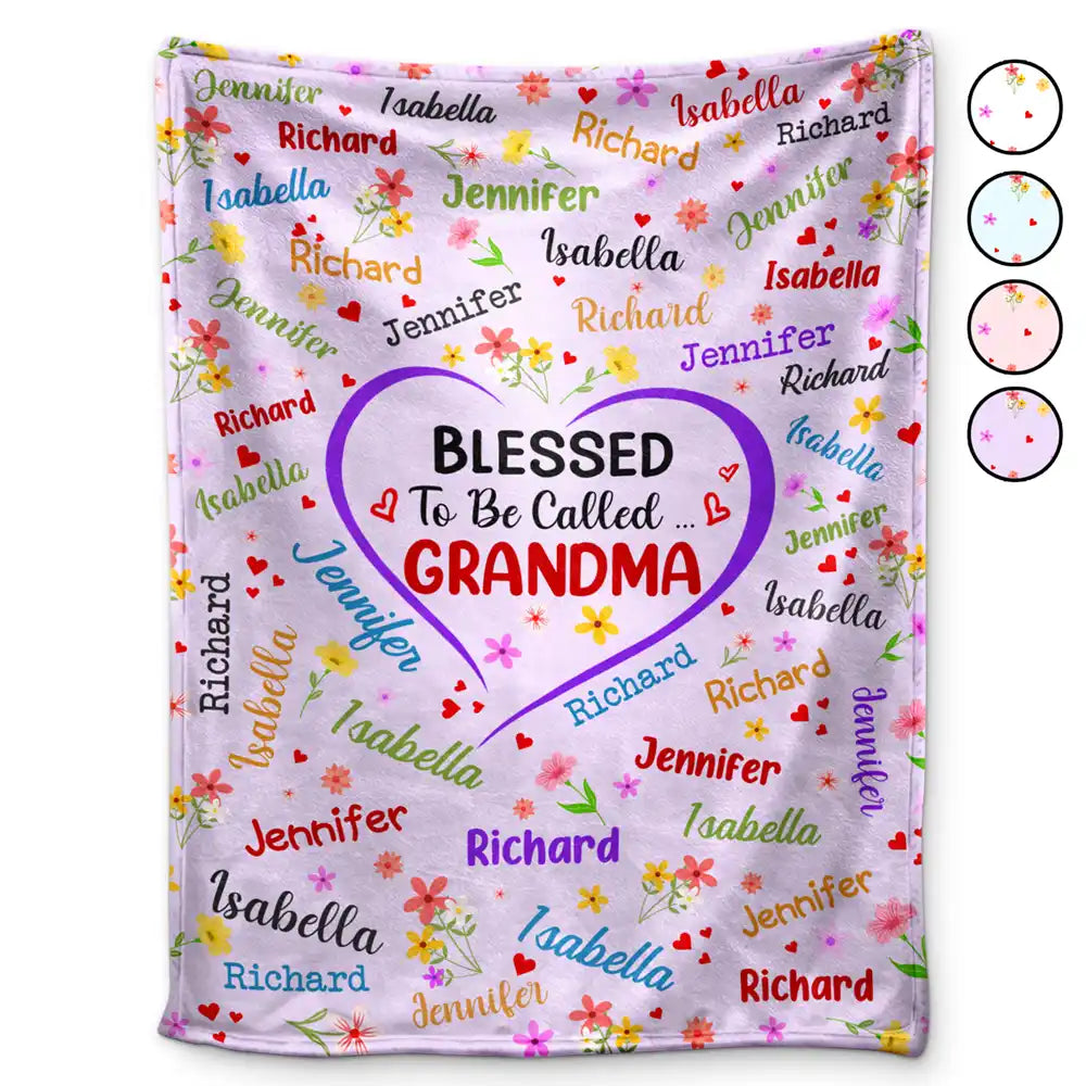 Heartfelt Personalized 'Blessed To Be Called Grandma' Names Blanket