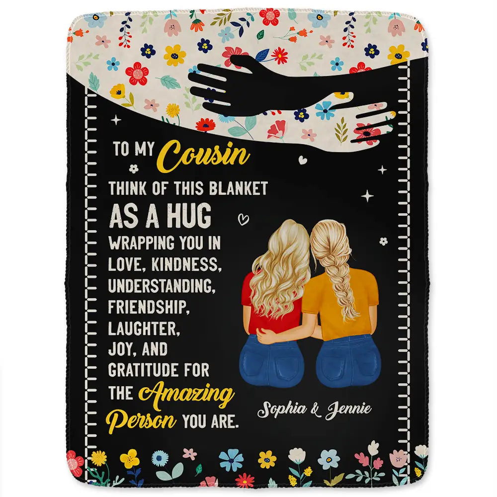 Personalized Sister Blanket: 'A Hug' Custom Fleece & Sherpa Gift