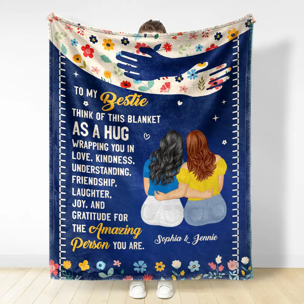 Personalized Sister Blanket: 'A Hug' Custom Fleece & Sherpa Gift