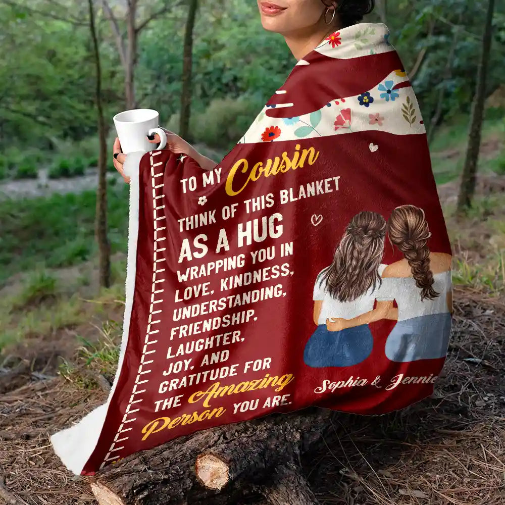 Personalized Sister Blanket: 'A Hug' Custom Fleece & Sherpa Gift