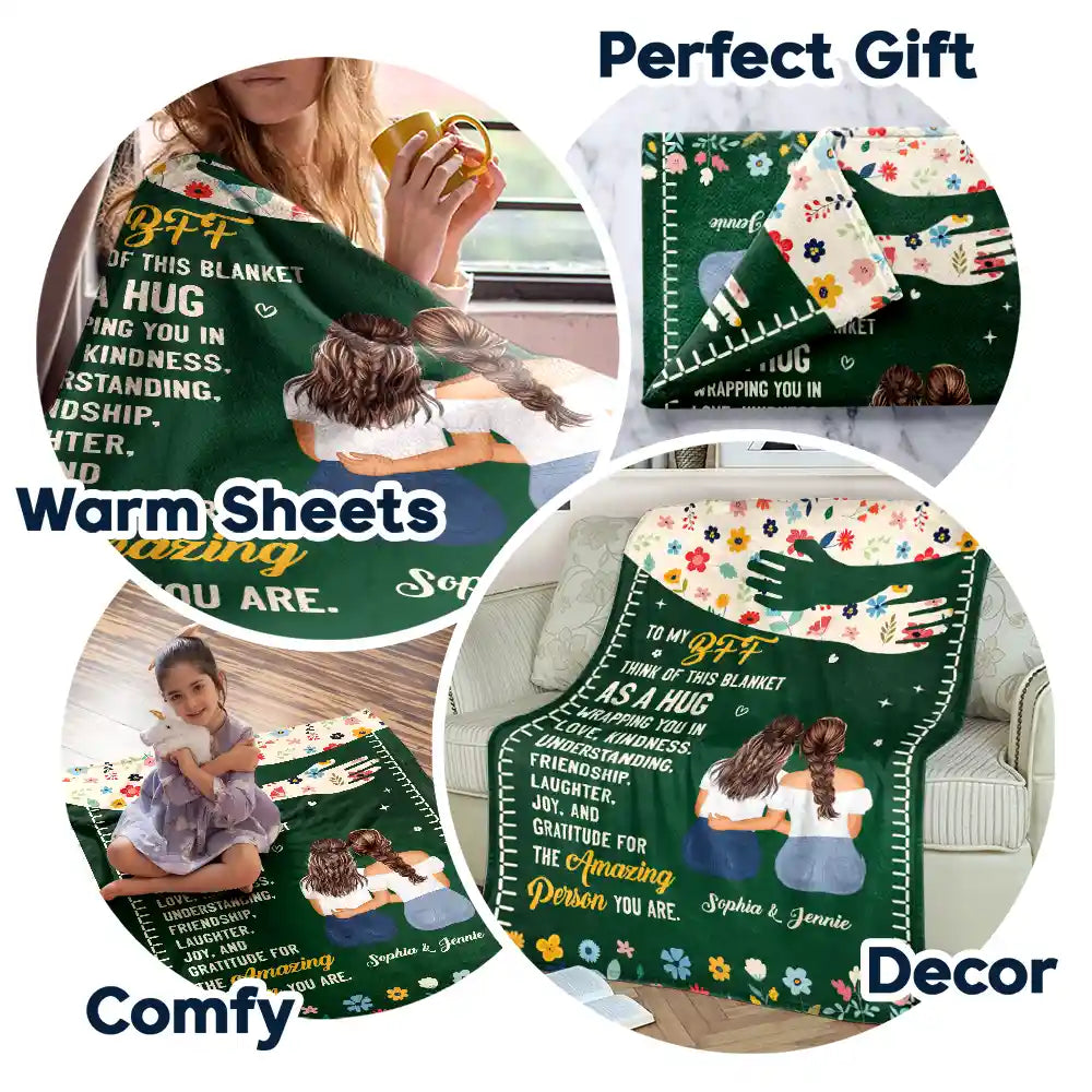 Personalized Sister Blanket: 'A Hug' Custom Fleece & Sherpa Gift