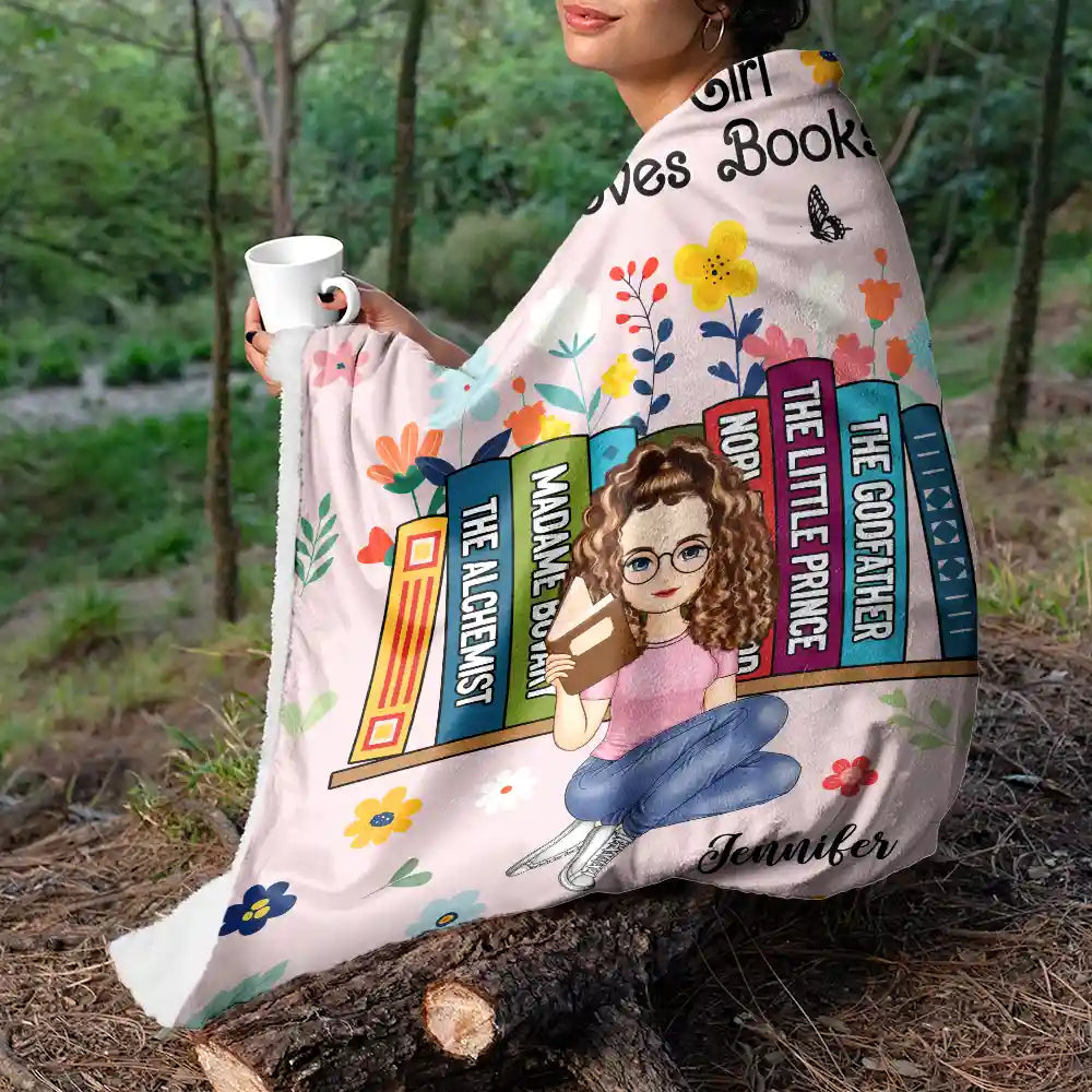 Custom Book Lover Blanket: 'Just A Girl Who Loves Books' Fleece & Sherpa Gift