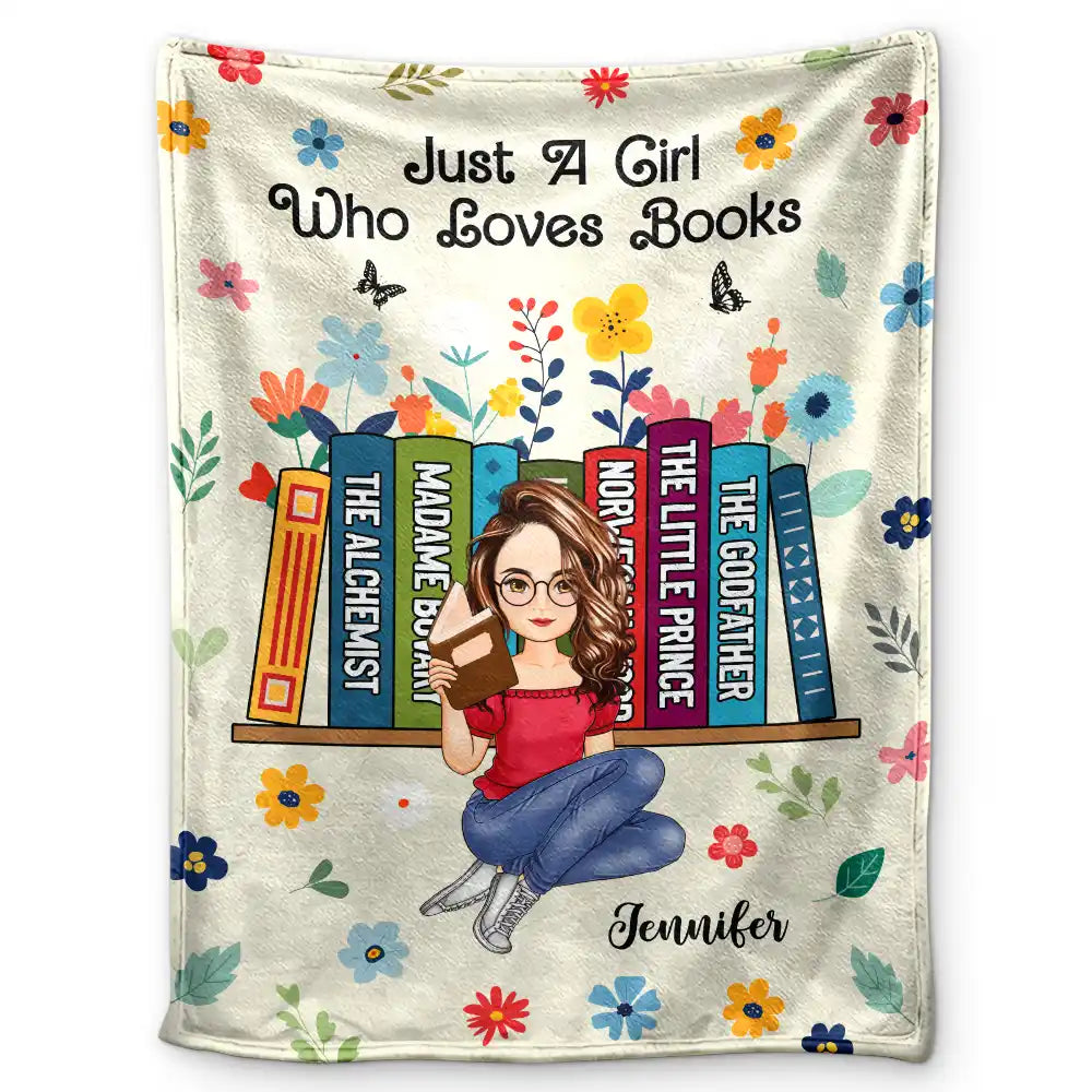 Custom Book Lover Blanket: 'Just A Girl Who Loves Books' Fleece & Sherpa Gift