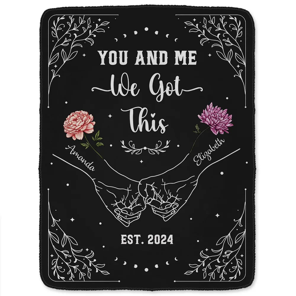 Personalized 'You & Me We Got This' Couples Birth Flower Blanket