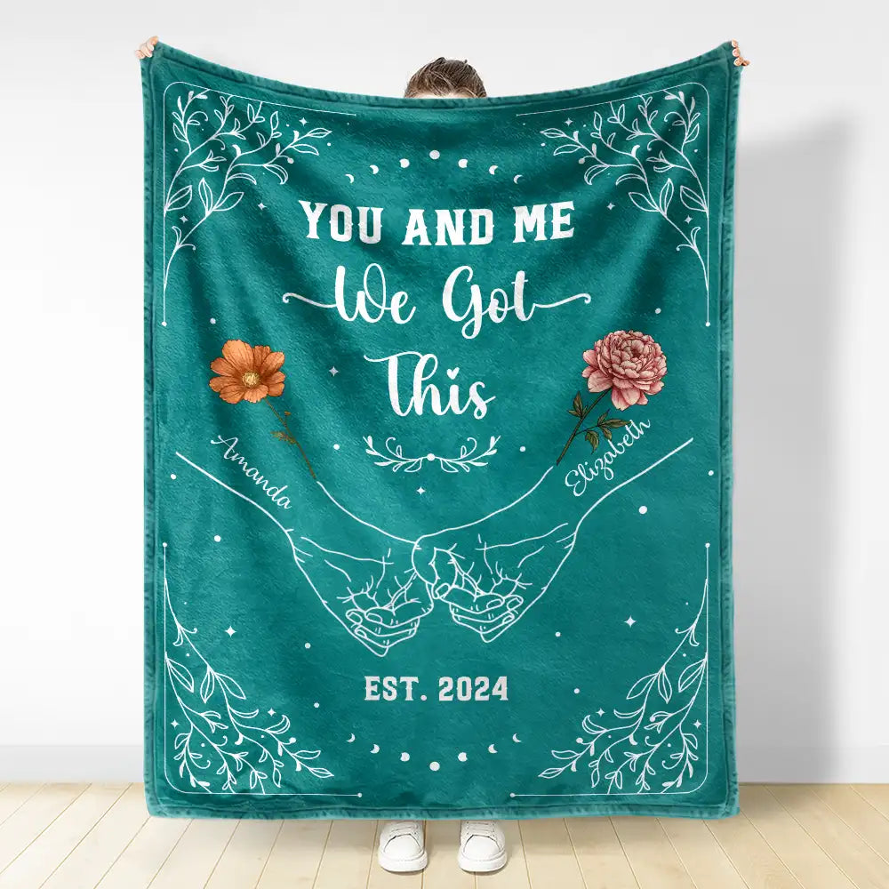 Personalized 'You & Me We Got This' Couples Birth Flower Blanket