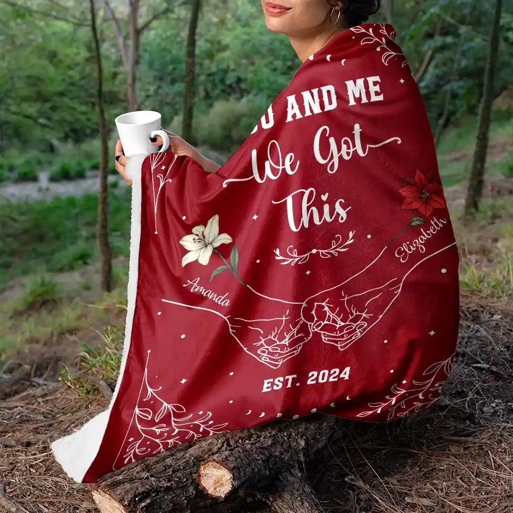 Personalized 'You & Me We Got This' Couples Birth Flower Blanket