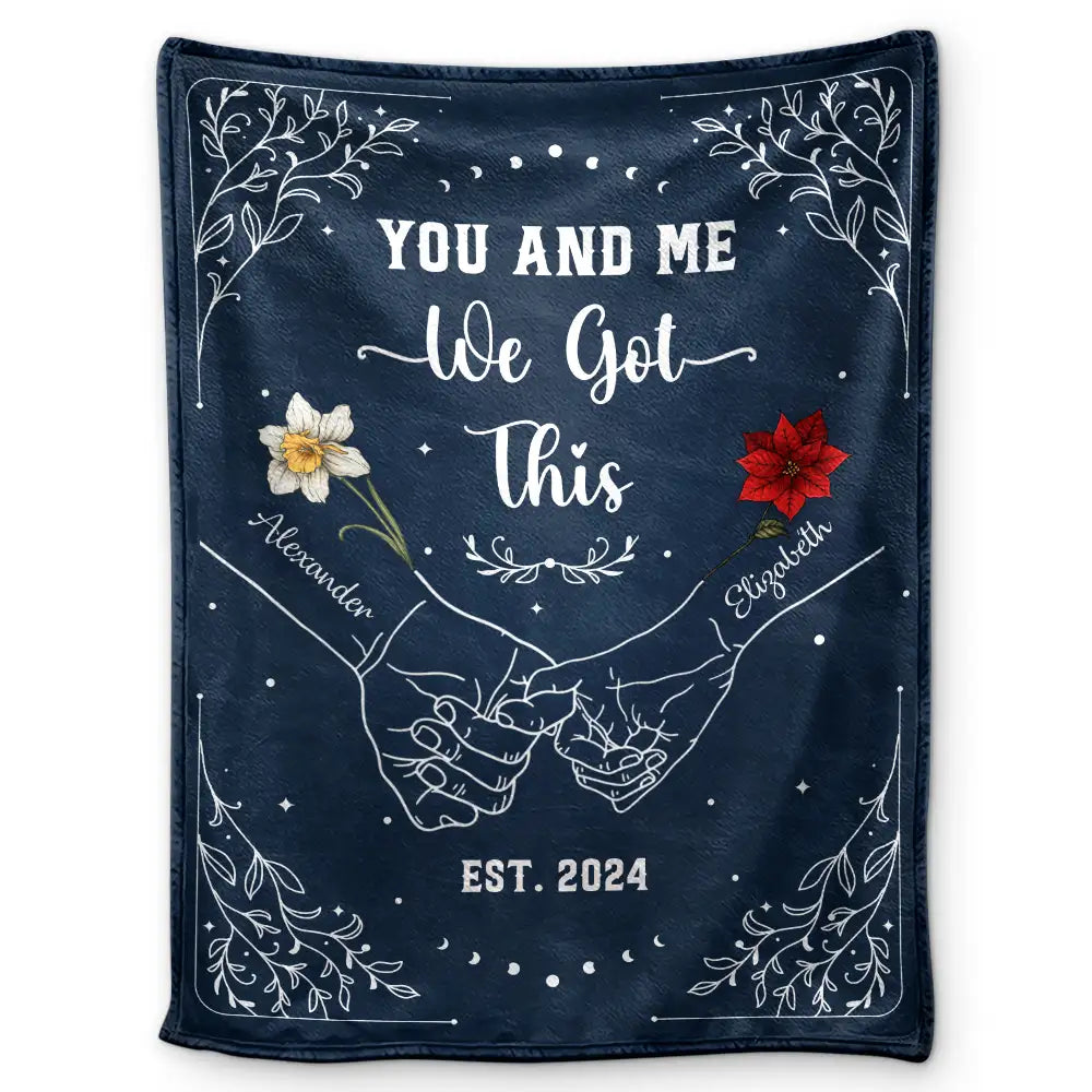 Personalized 'You & Me We Got This' Couples Birth Flower Blanket
