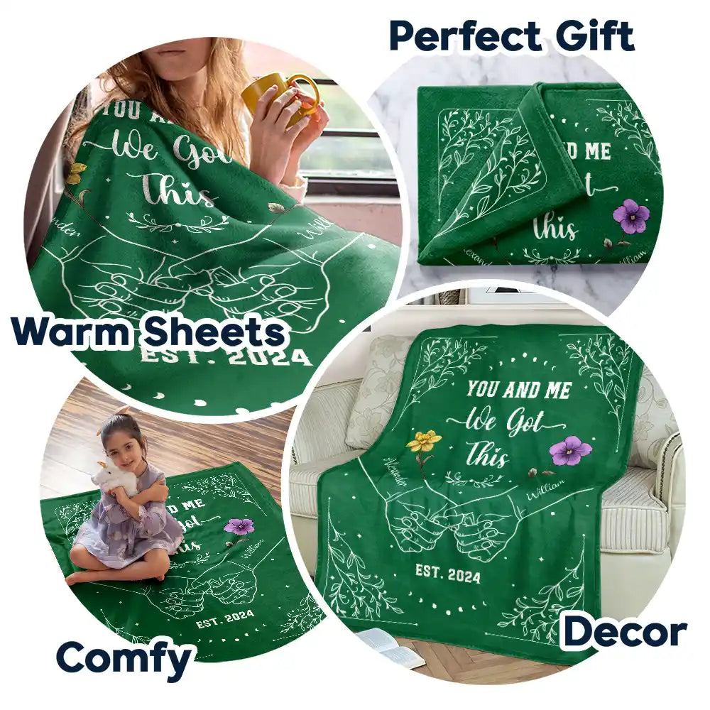 Personalized 'You & Me We Got This' Couples Birth Flower Blanket