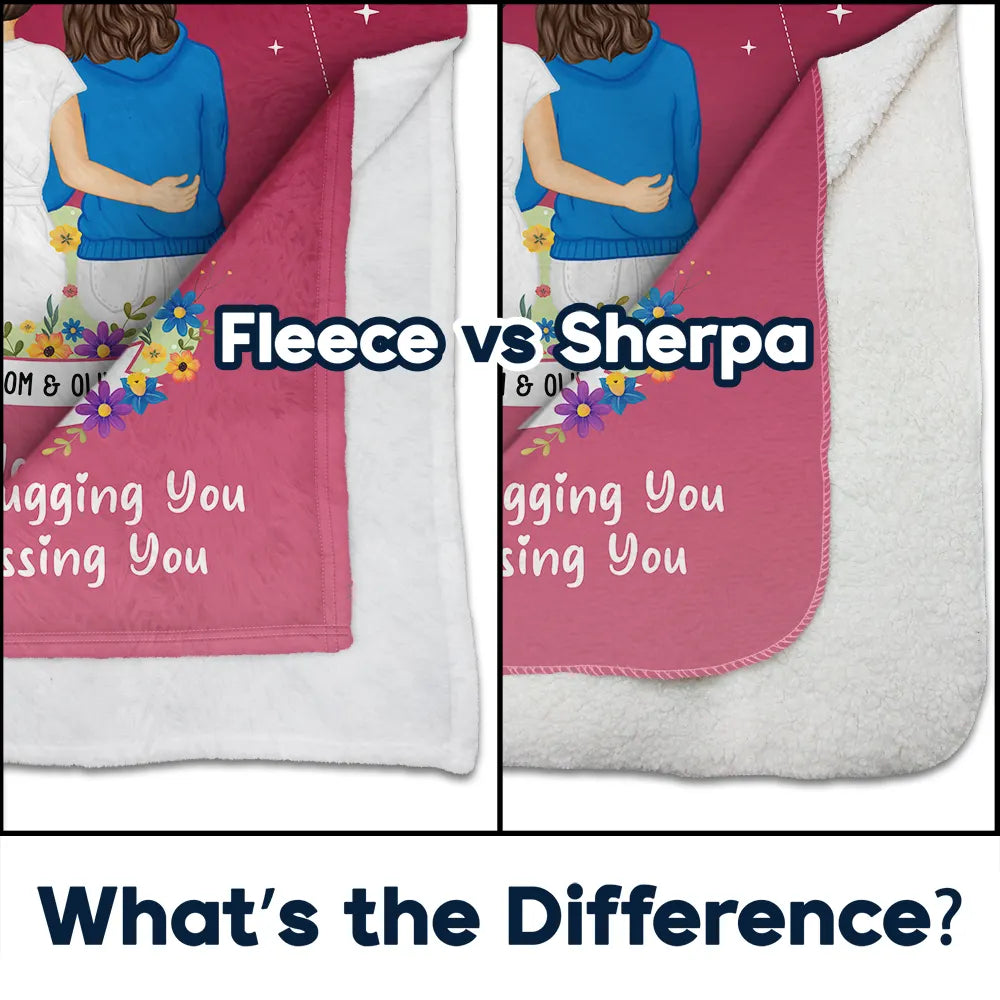 Gift For Mother, Mom - Daughters (Adult), Gift For Daughter, Long Distance, Love - Instead Of Missing You - Personalized Fleece Blanket, Sherpa Blanket