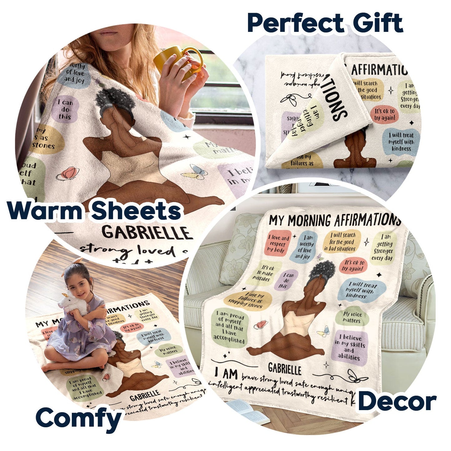 Personalized "My Morning Affirmations" Blanket - Empowering Self-Care Gift