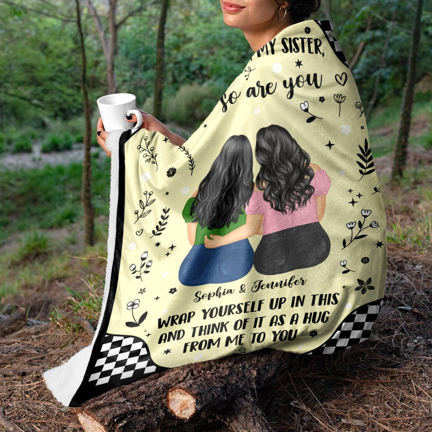 Personalized Sister Comfort Blanket: 'Life Is Tough But So Are You'