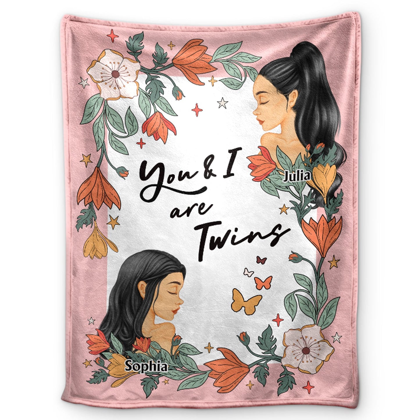 Heartfelt 'You & I Are Twins' Personalized Blanket for Sisters & Best Friends