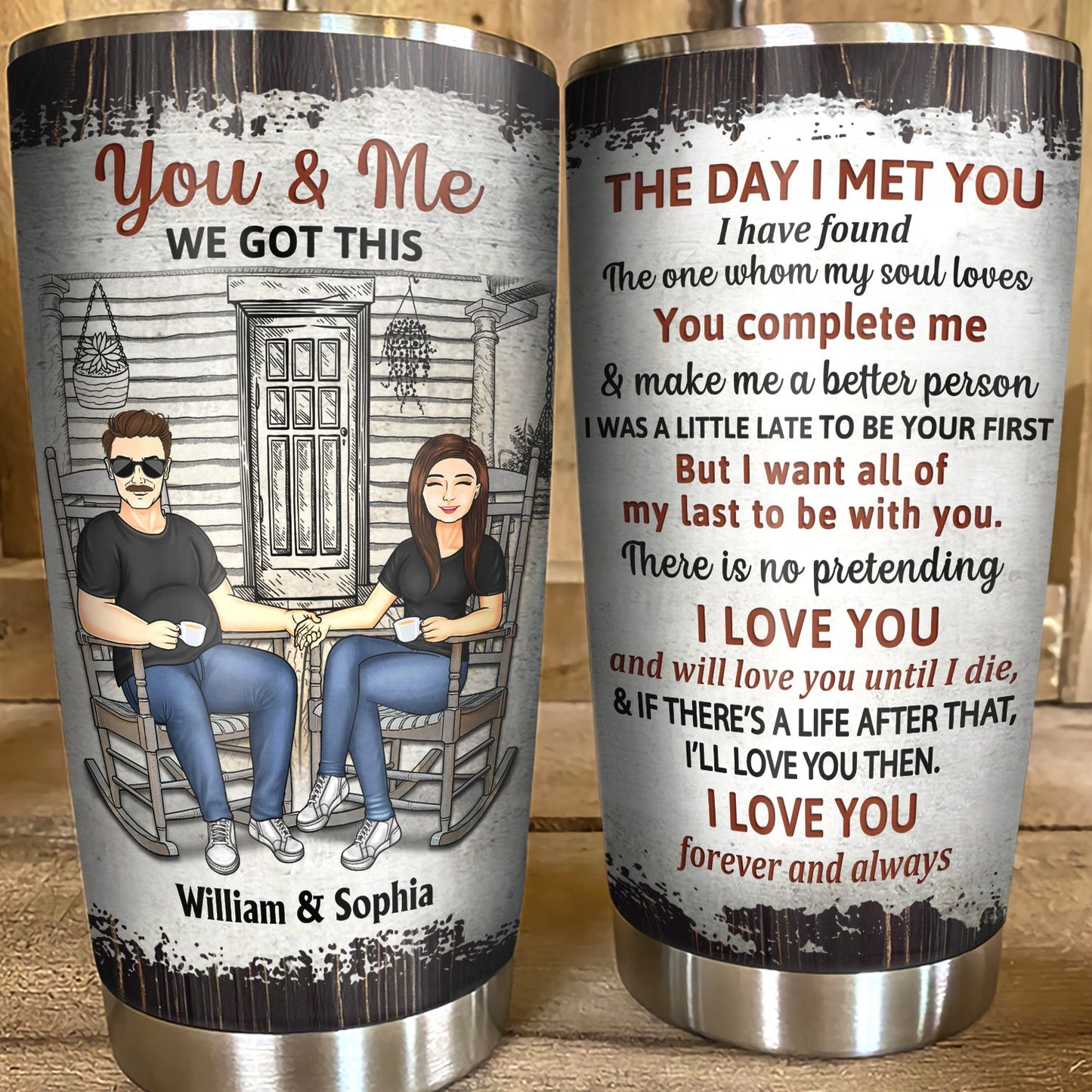 Custom Couple Tumbler: 'The Day I Met You' Romantic Personalized Gift
