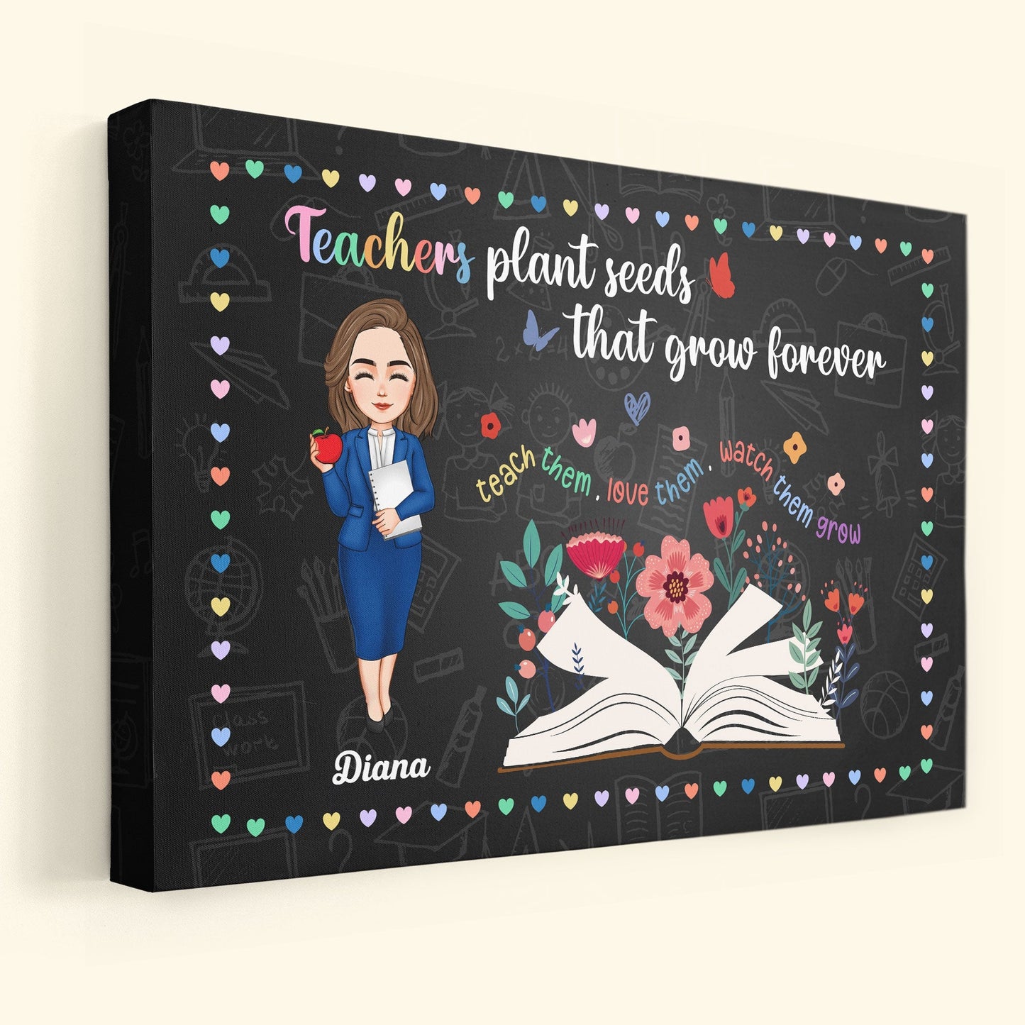 Heartfelt Personalized Teacher Wall Art: "Teachers Plant Seeds That Grow Forever" Canvas