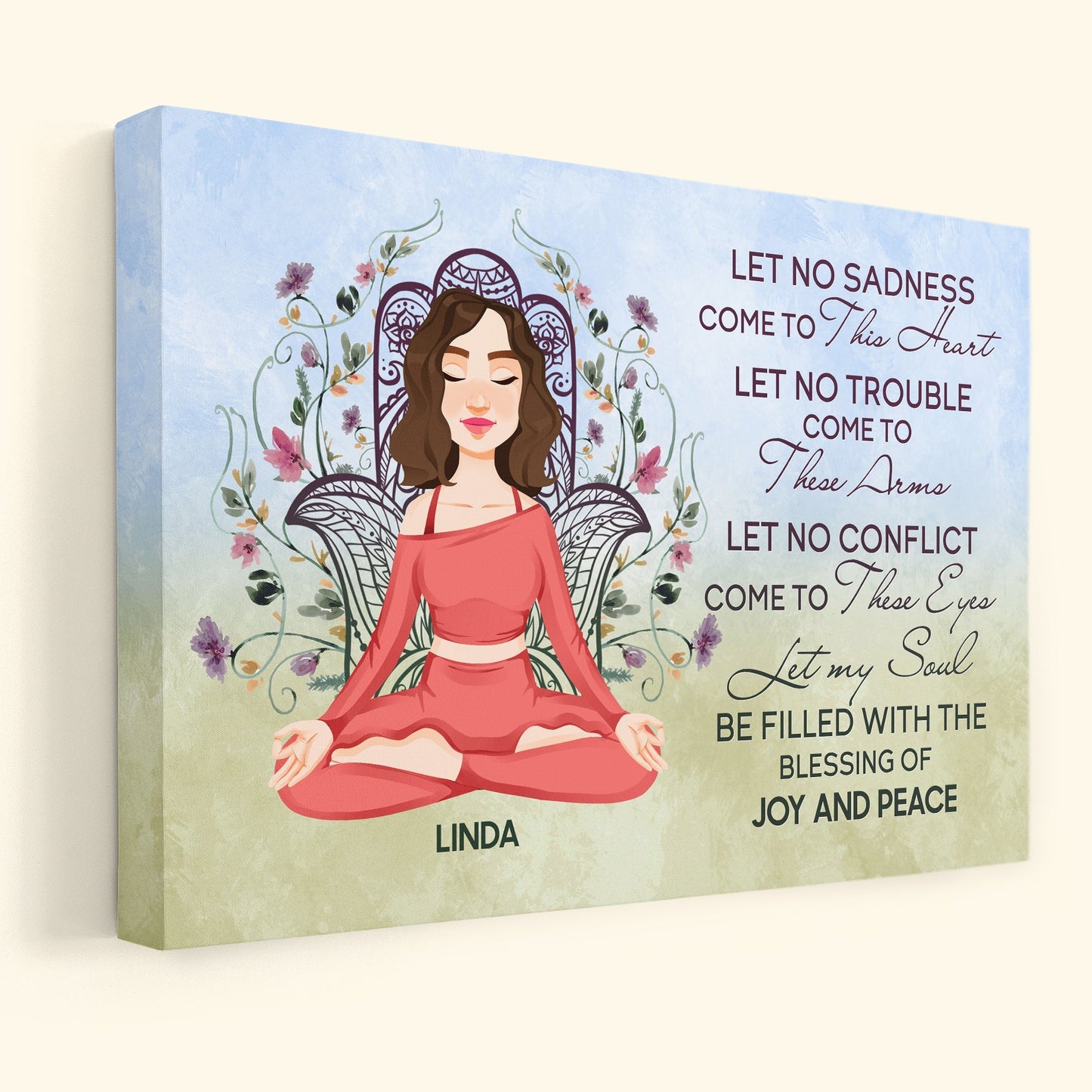 Personalized Yoga Canvas: 'Blessing of Joy & Peace' Mindfulness Gift