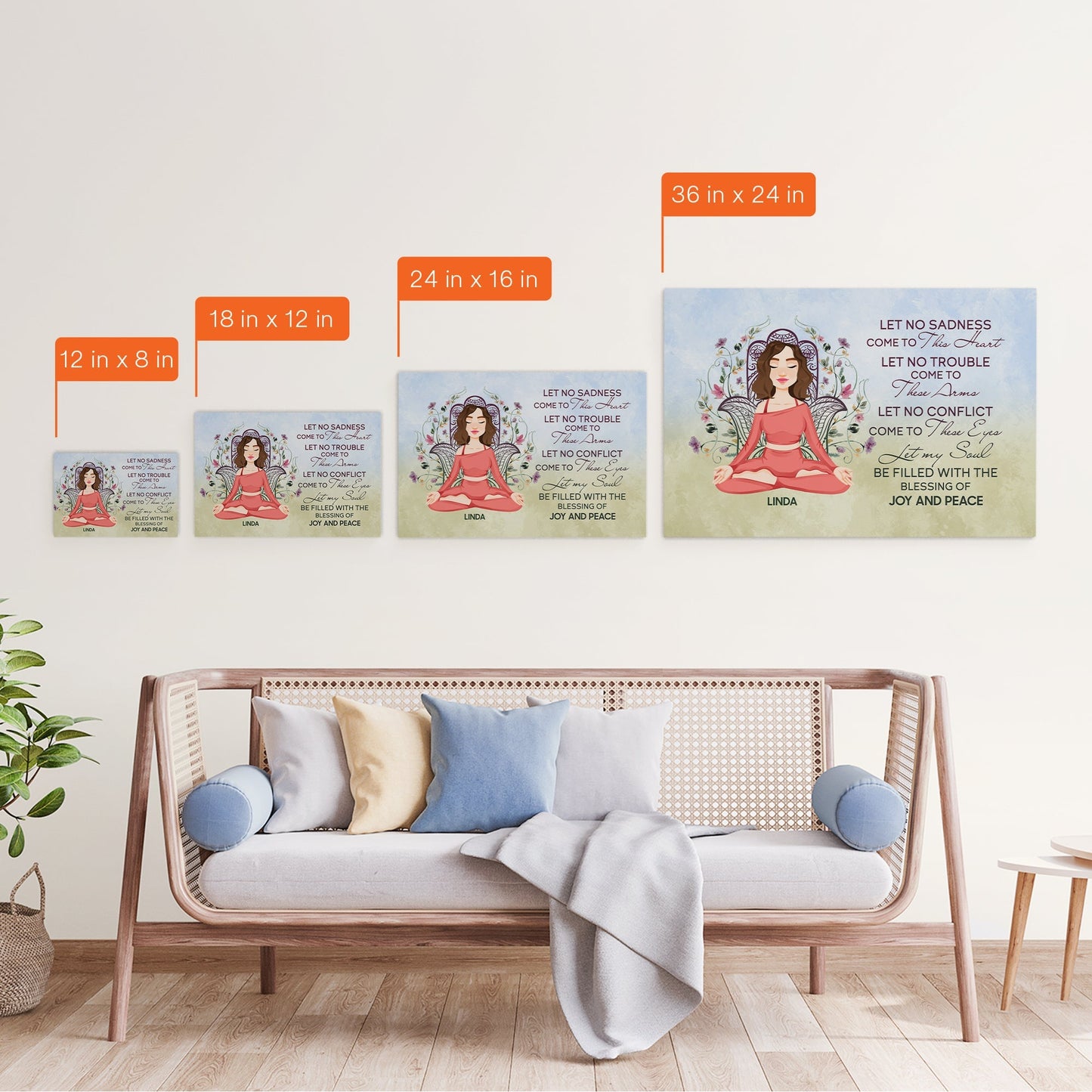 Personalized Yoga Canvas: 'Blessing of Joy & Peace' Mindfulness Gift