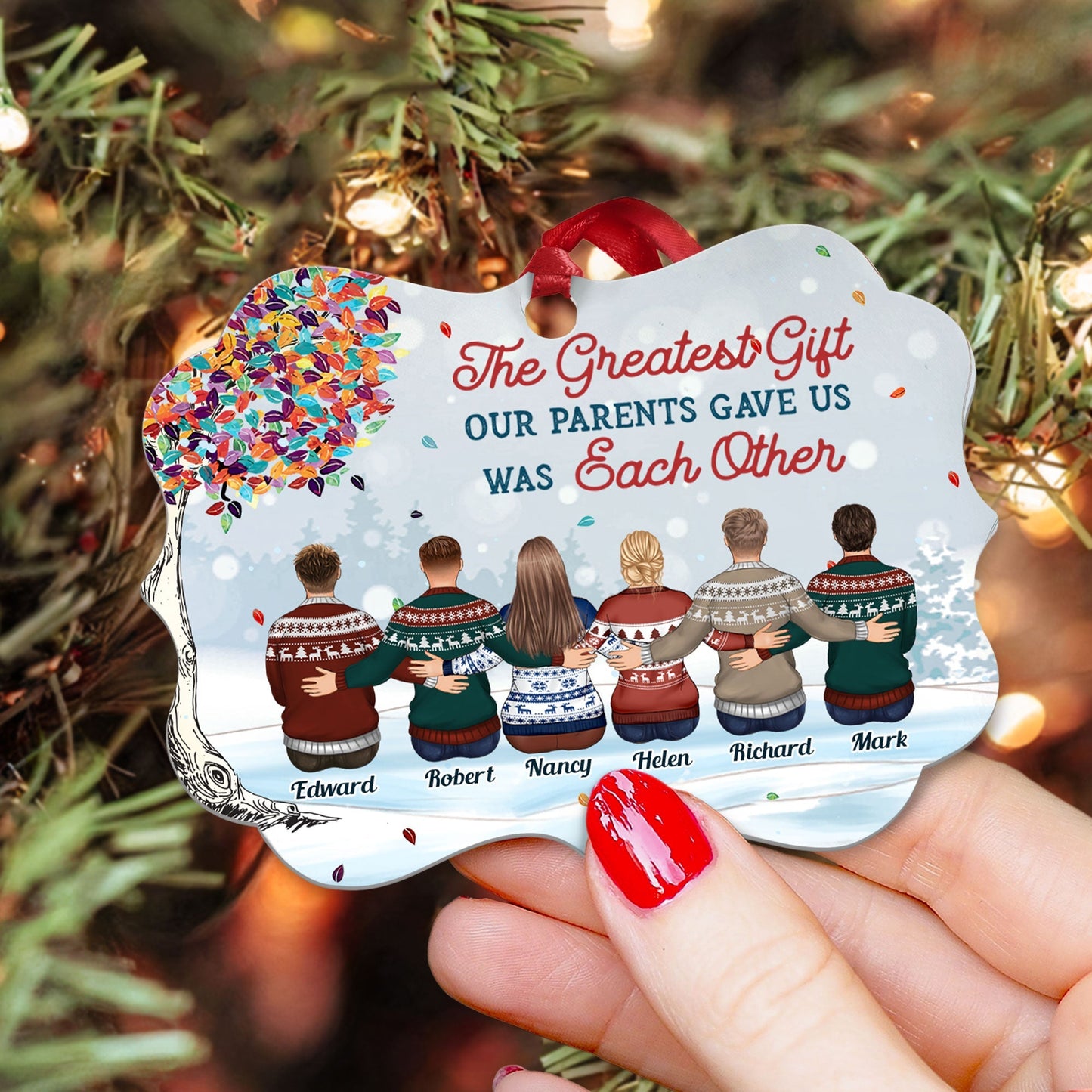 Custom Wooden/Aluminum Christmas Ornament: 'The Greatest Gift Was Each Other'
