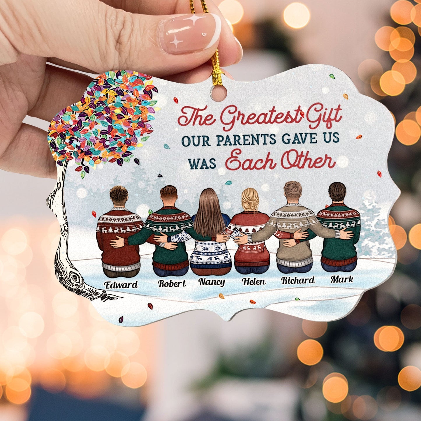 Custom Wooden/Aluminum Christmas Ornament: 'The Greatest Gift Was Each Other'
