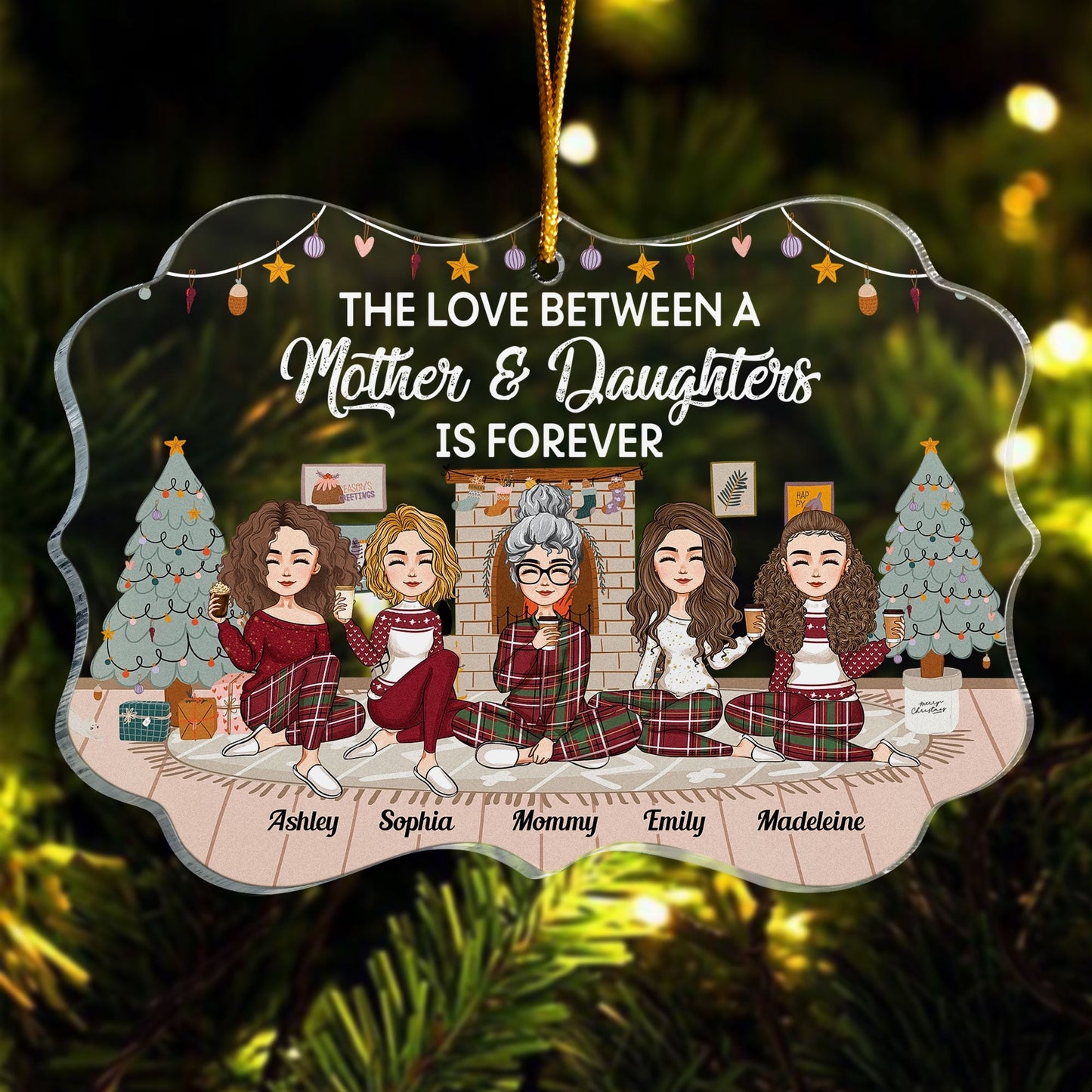 Heartfelt Personalized 'Love Is Forever' Mother Daughters Christmas Ornament