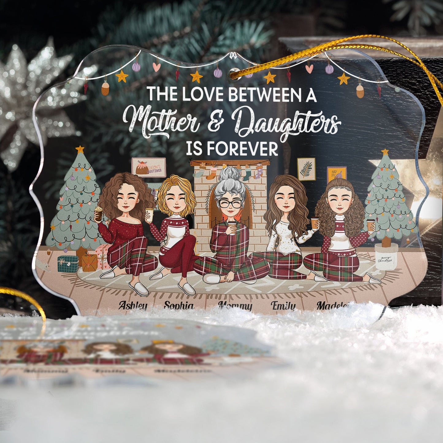 Heartfelt Personalized 'Love Is Forever' Mother Daughters Christmas Ornament