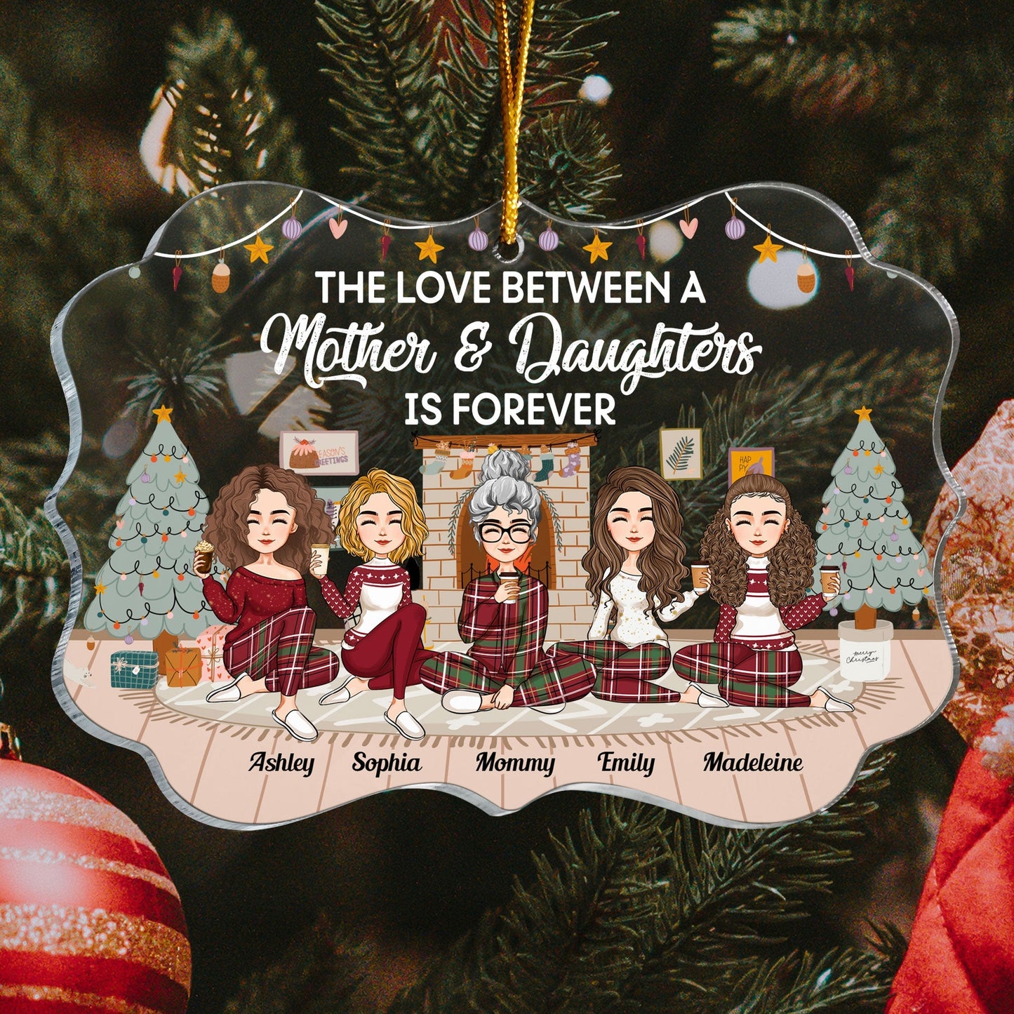 Heartfelt Personalized 'Love Is Forever' Mother Daughters Christmas Ornament