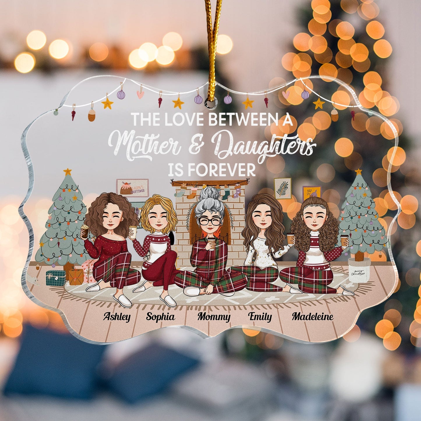 Heartfelt Personalized 'Love Is Forever' Mother Daughters Christmas Ornament