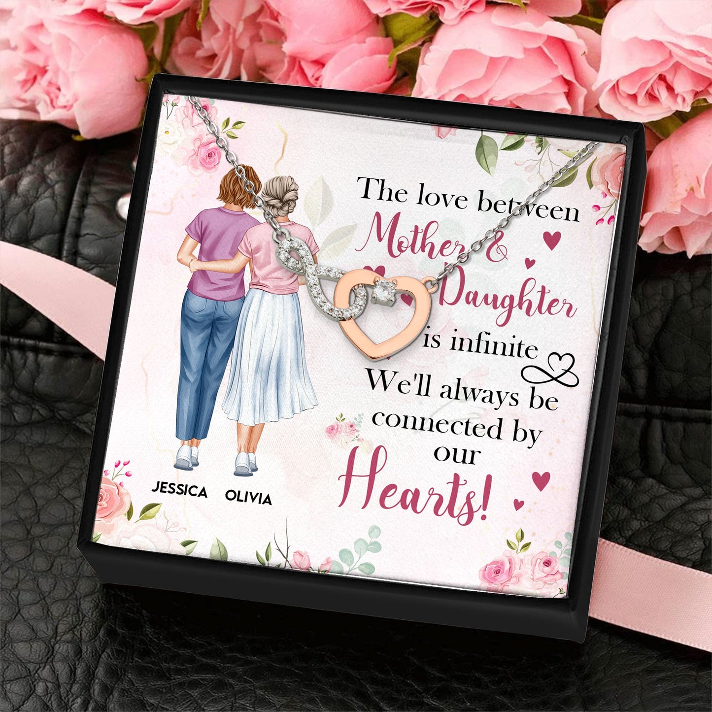 Personalized Mother Daughter Infinity Heart Necklace - 'Love is Infinite' Gift