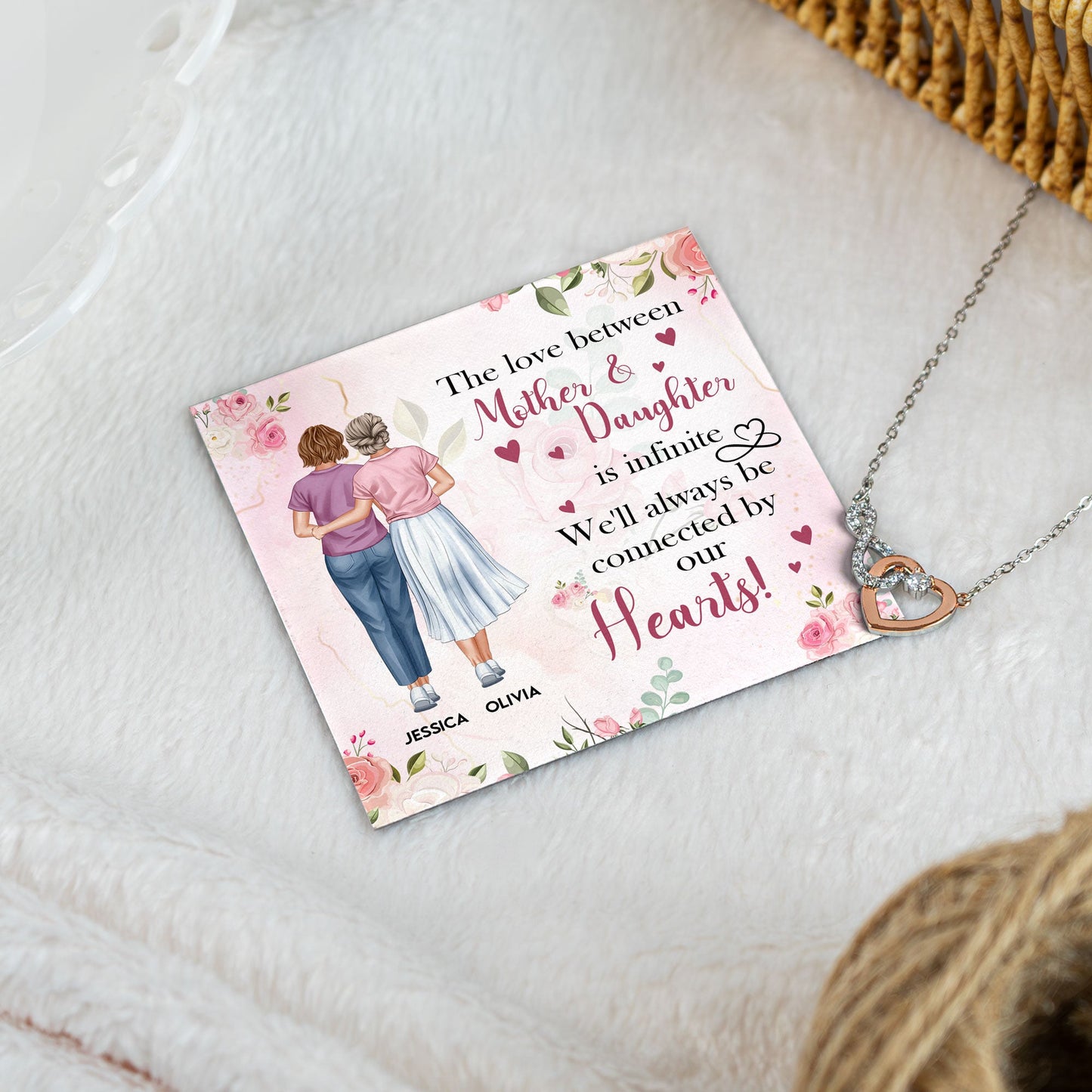 Personalized Mother Daughter Infinity Heart Necklace - 'Love is Infinite' Gift