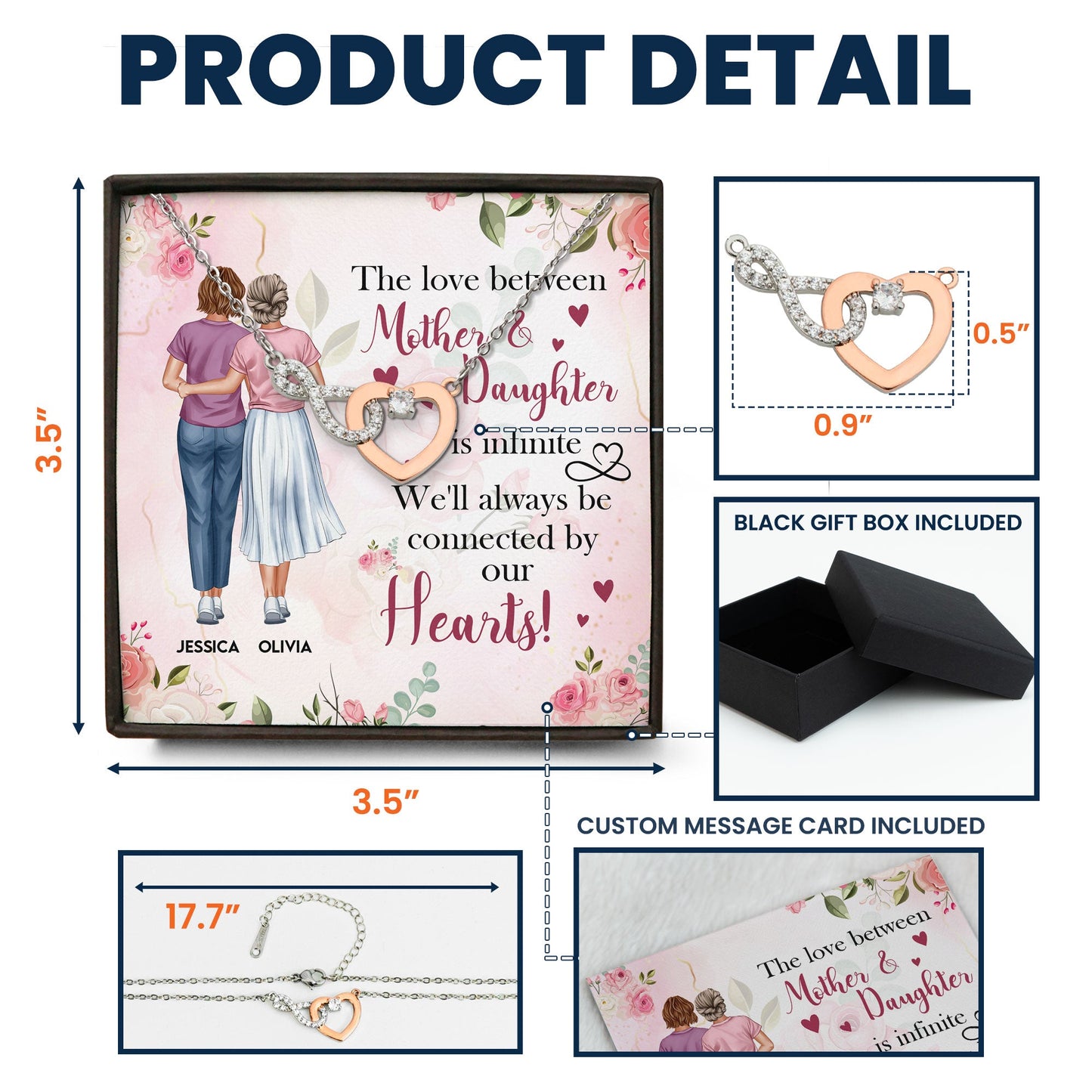 Personalized Mother Daughter Infinity Heart Necklace - 'Love is Infinite' Gift