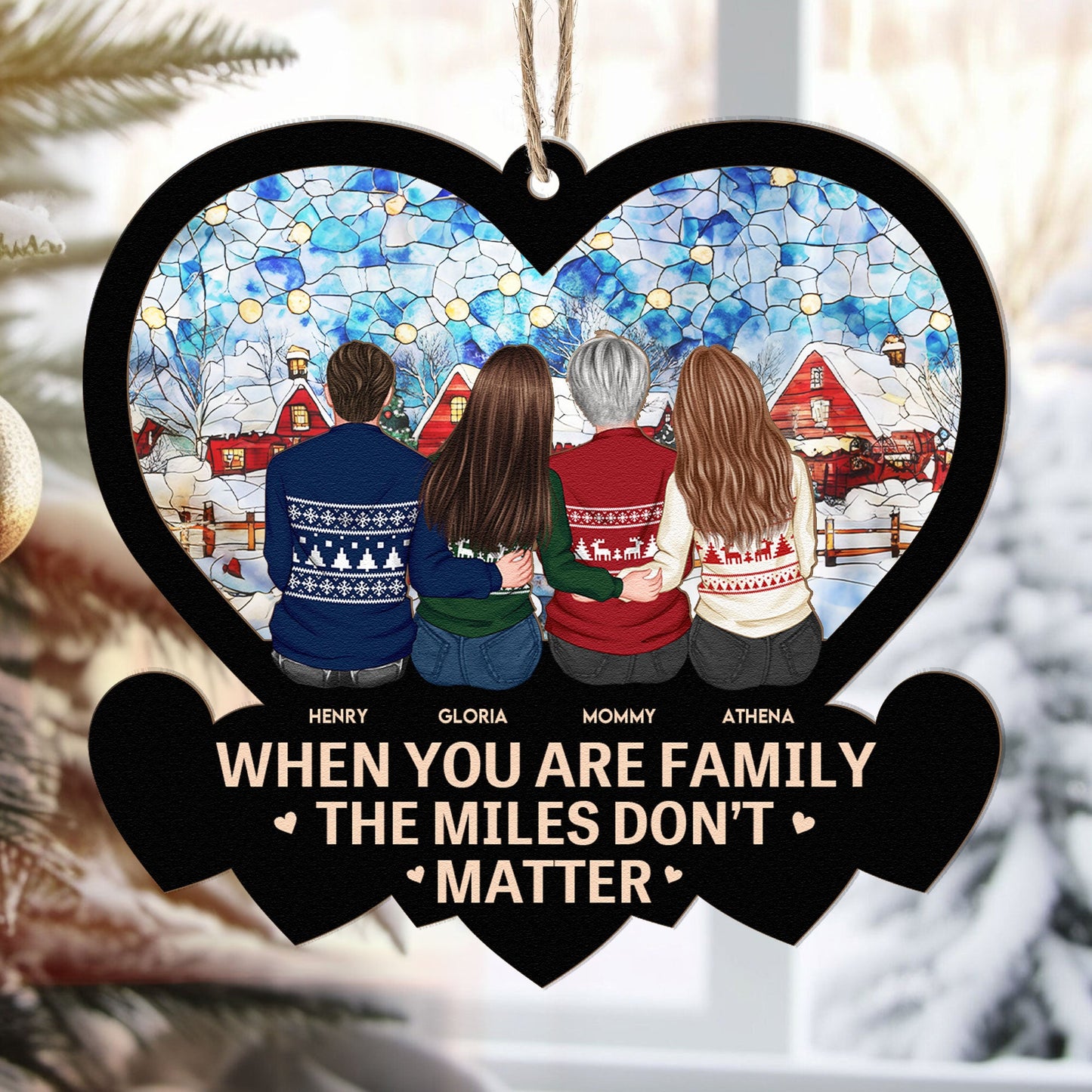Heartfelt Personalized Family Suncatcher: 'Miles Don't Matter' Keepsake